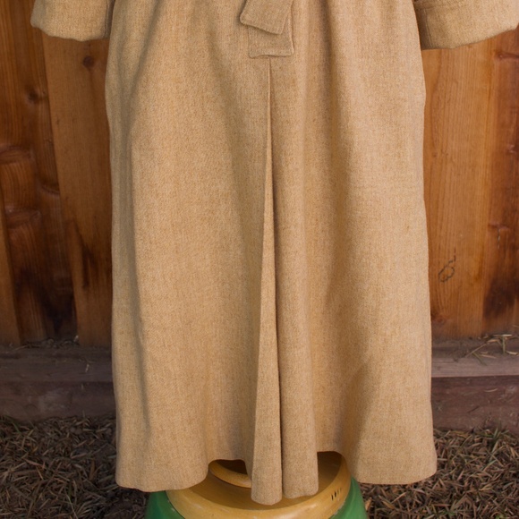 Vintage Handmade 100% Wool Button Down Oatmeal Belted Midi Shirt Dress Size S - Picture 7 of 16